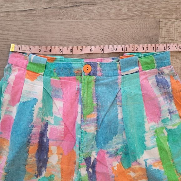 Vintage Kenya dry season  high waist collorfull pleated shorts see mesurements - Picture 5 of 8